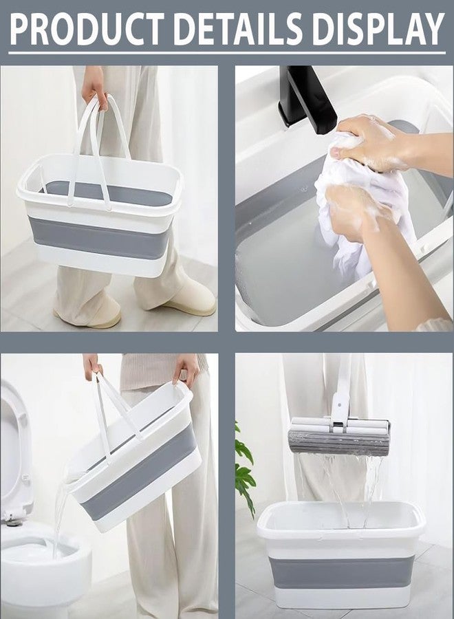 Wishbone Collapsible Mop Bucket Rectangular Water Storage Basket Portable Folding Wash Basin for Hiking Camping Fishing Gardening Car Washing Outdoor Travel Cleaning Water Container - Image 4